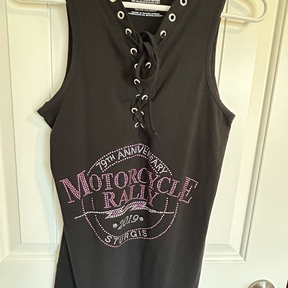 Sturgis Women's Black Lace-Up Tank Top